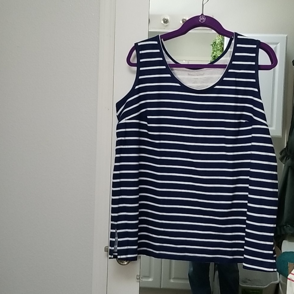 Woman Within Stripe Tank Top, Large 18/20